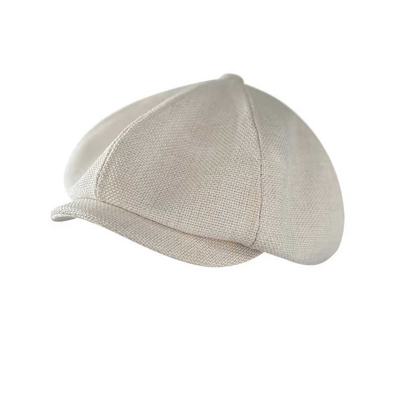 Bucket Wide Brim Hats Hats Hemp Beret Summer Extra-thin Mesh Octagonal Hat Sun Hat Men Sunscreen Men's Casual England Hundred With Beret N26092