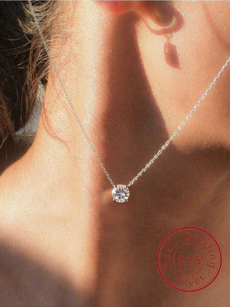 Pendant Necklaces 925 Sterling Silver Minimalism Round Zircon Necklace For Women Engagement Wedding Party Fashion High Quality Fine Jewelry X260921