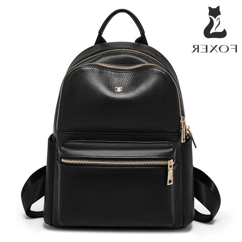 Style FOXER Women Backpack Cute Fashion Backpack Lady Leather +Microfiber Simple Travel School Bag Book Purse Quality Soft Daypack Gift H260922