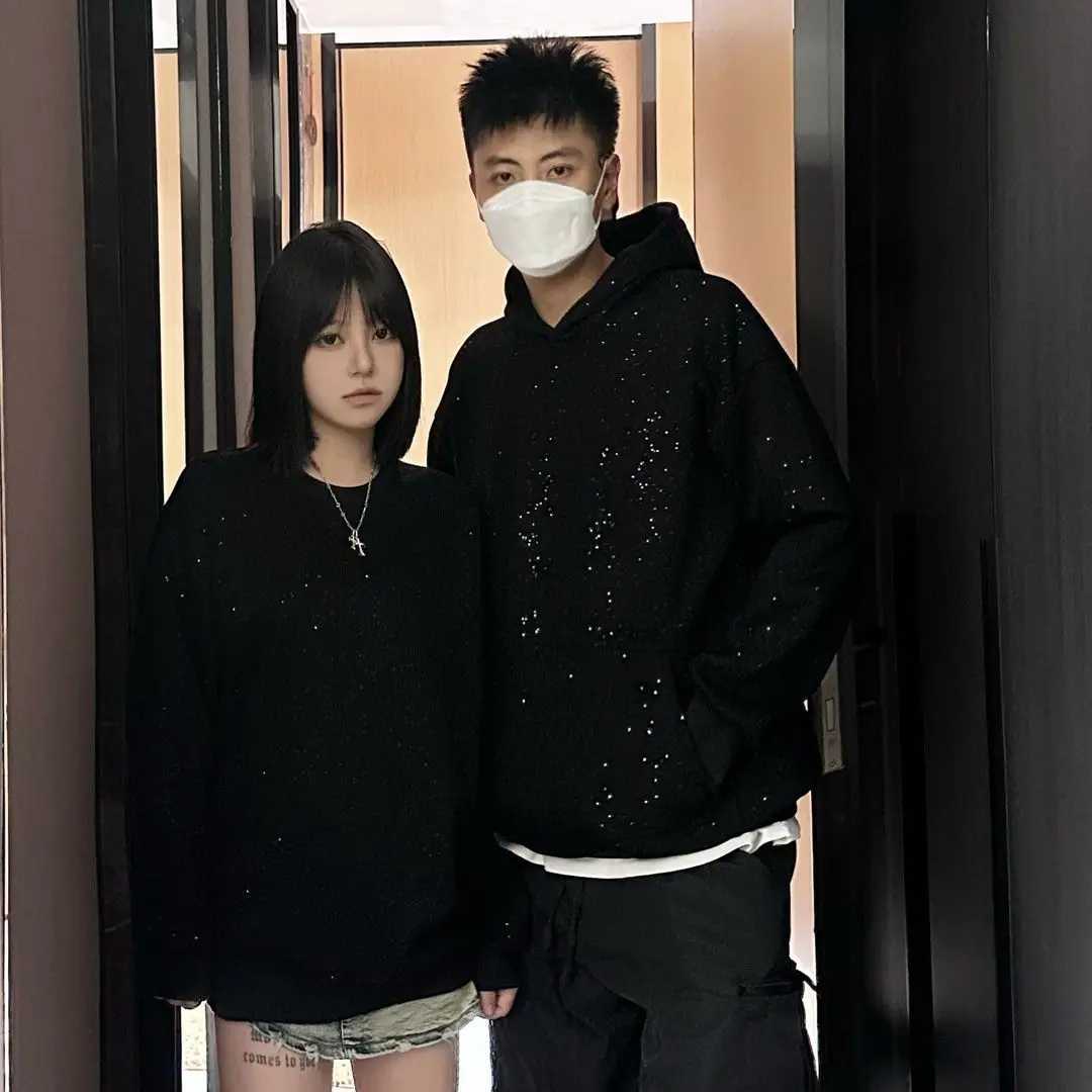 New Sweatshirts Men Men's Hoodies Sequined Hoody Korean Streetwear Men woman Sweatshirts Spring Autumn Style Chic Fashion leisure Loose Pockets