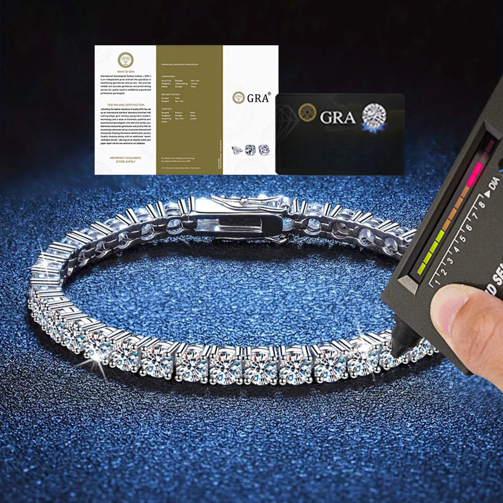 In Stock 2mm 3mm 4mm 5mm Vvs Moissanite Tennis Bracelet 925 Sterling Silver Men Women 14k White Gold Iced Out Diamond Hand Chain