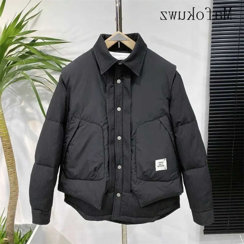Winter Parkas Men's Warm Down Thickened Lapel Removable Vests Jackets Men's Loose Casual High Street Cotton-padded Overcoat Parkas Male Cl