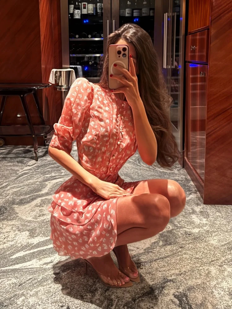 Party Womens Printed Cropped Shirts Skirt Sets Beach Pleated Puff Sleeve Tops Ruffles Mini Skirts 2026 Summer Lady Holiday Suit 260921