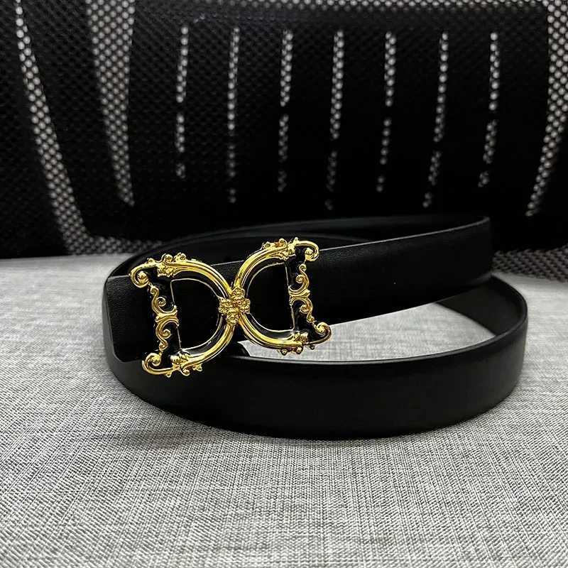Belts New Width 2.5cm Genuine Leather Women Belt Luxury Brand Design thin Waist lady Belt Reversible Dress Party Belt for women jeans Q260921