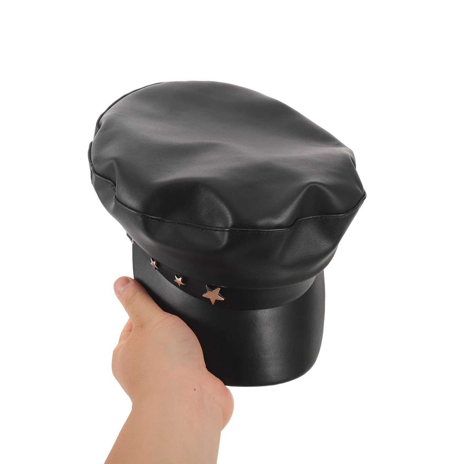 Hats Wide Bucket Brim Hats Vintage British Flat Top Fisherman Hat Pu Leather Newsboy Cap Classic Gangster Casual Beret Bucket Hats Berets Cap Sailor