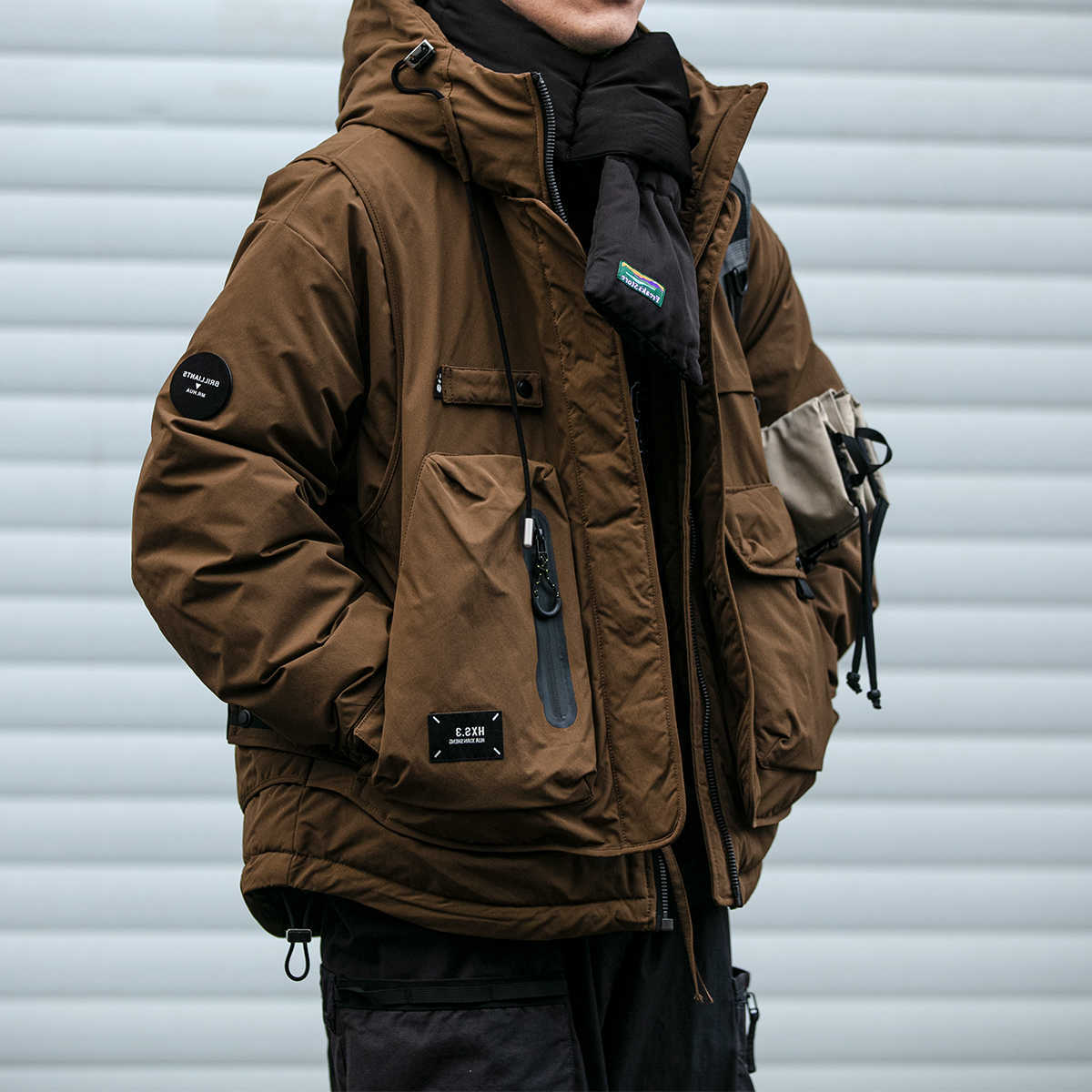 Men Men's Down Parkas 2026 New Winter Fashion Loose Hooded Down Jacket Male Loose Outdoor Multi-pocket Coats Mens White Duck Down Outerwear P27