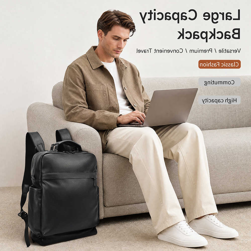 Men Backpack Vintage Style WESTAL Cowhide Backpack 16 Inch Laptop Bag Multi-compartment Genuine Leather Business Travel Backpack H260922