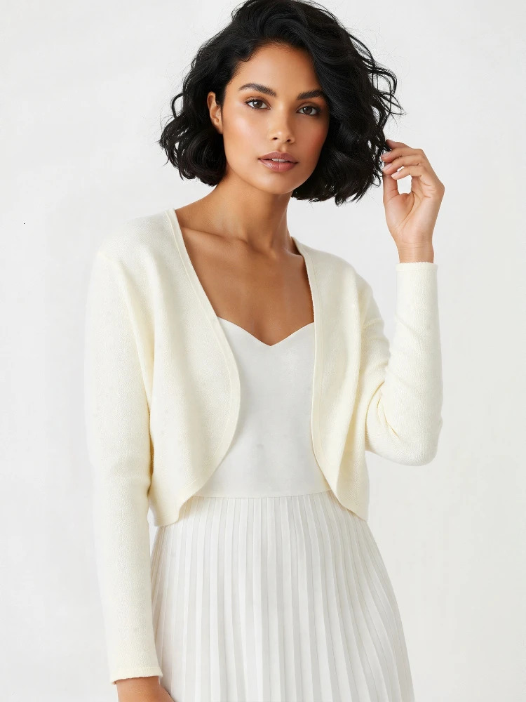 AOSSVIAO 2026 Summer Elegant Solid Women Cardigan Coat Short Sleeve Korean Thin Knitted Shirt Female Y2K Cropped Top Outwea 260922