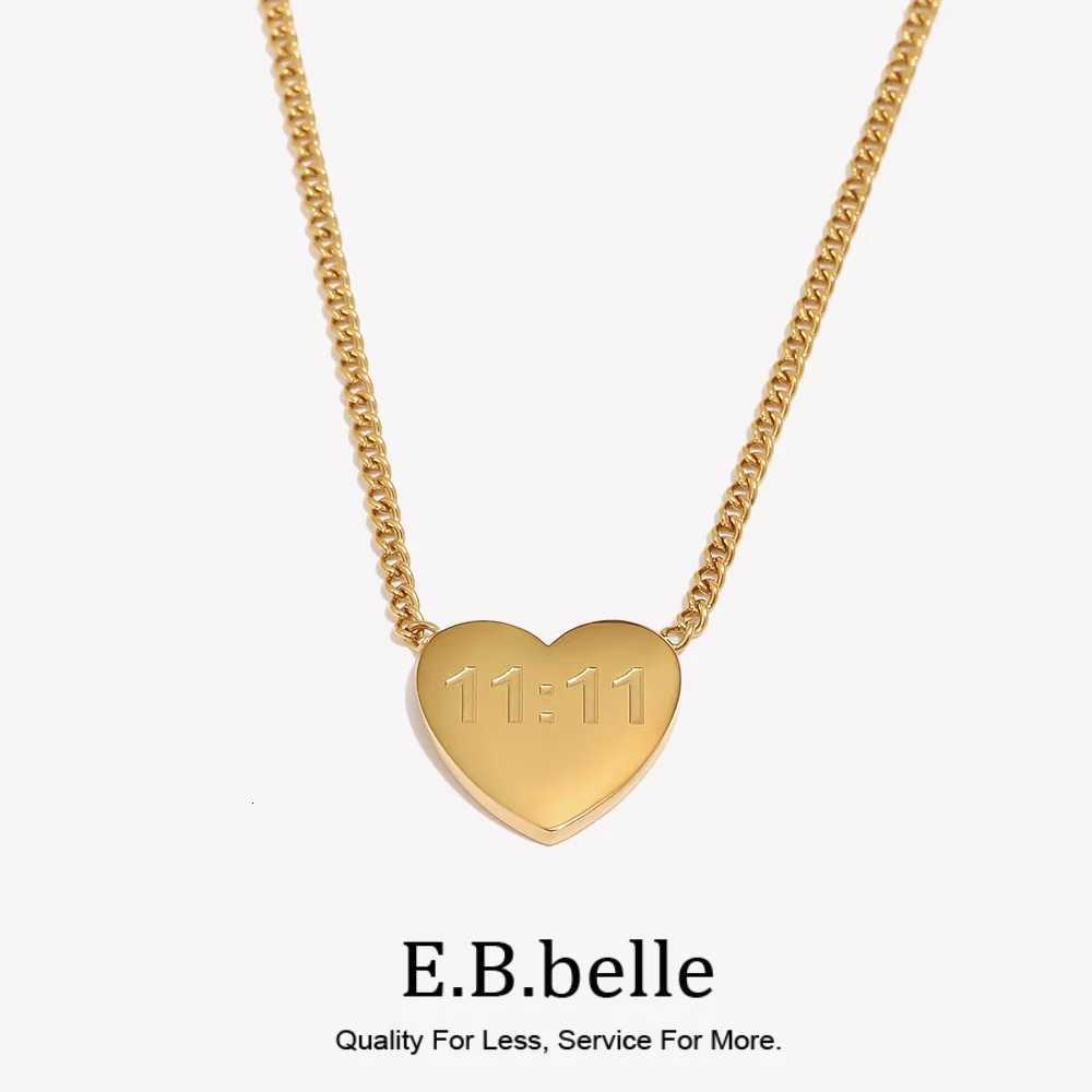 Pendant Necklaces E.B.belle Waterproof New Stainless Steel 18K Gold Plated Jewelry 11 11 Lucky Angel Number Heart Shape Necklace For Women X260921