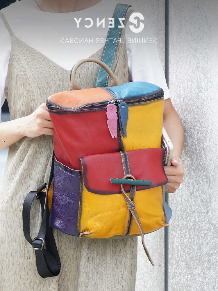 Women's Backpack Style Soft Zency Cow Leather Backpack Large Capacity Rucksack Knapsack New Fashion Designer Bookbags Back Pack Purse Bolsa H26