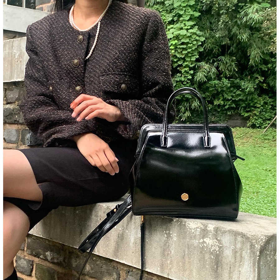 Zaino da donna Stile Corea zaino autunno / inverno nuovo ins borsa a tracolla in pelle cerata olio borsa da viaggio zaino per pendolari nero H260922