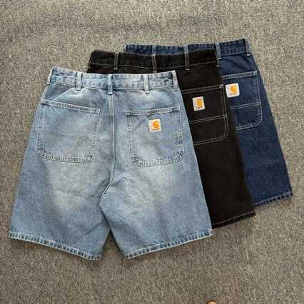 New te summer washed black workwear denim shorts casual street style loose fit for men T260921