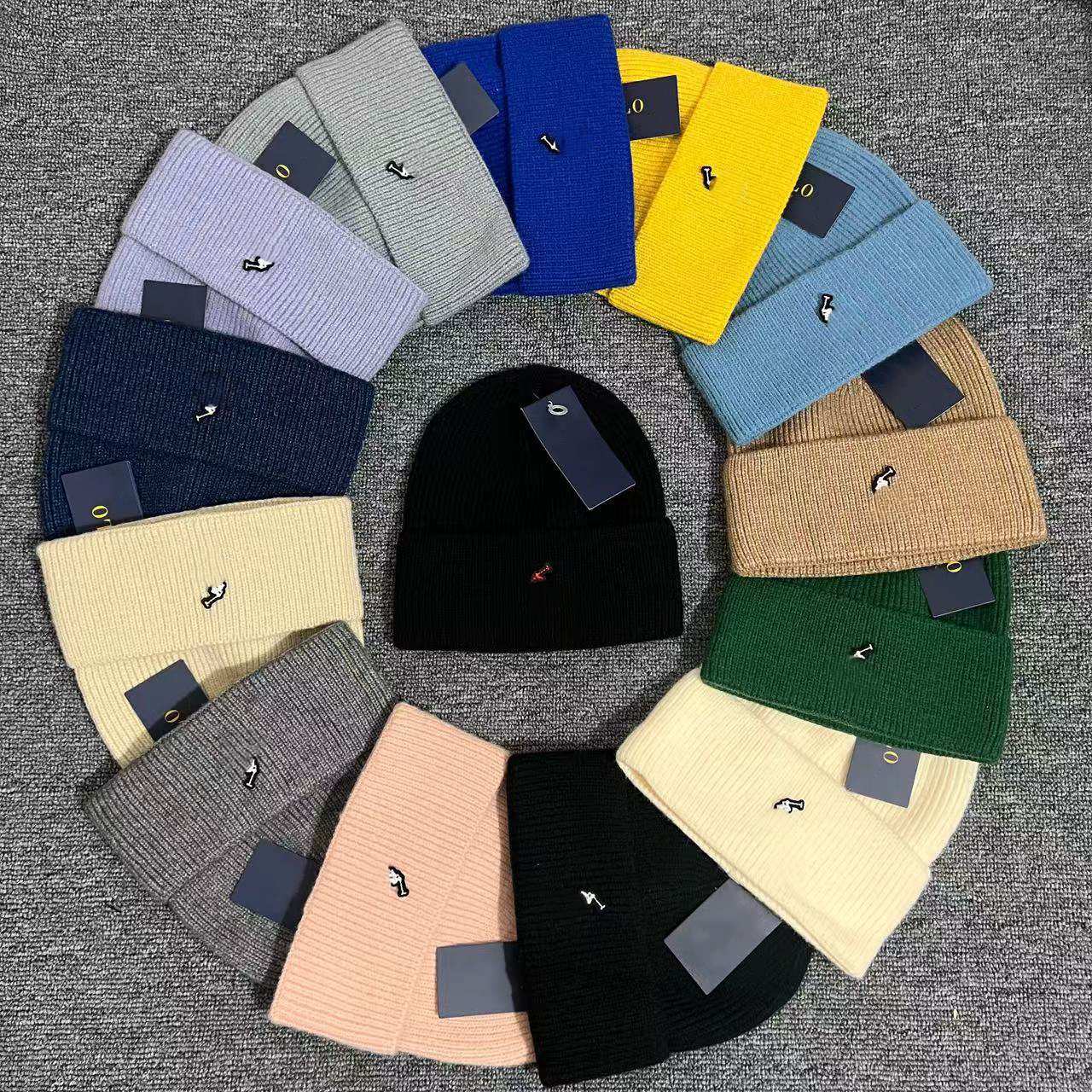2026 Designer beanie classic letter knitted bonnet Classic pony embroidery Caps for Mens Womens beanie Autumn Winter Warm Thick Wool Embroidery Cold