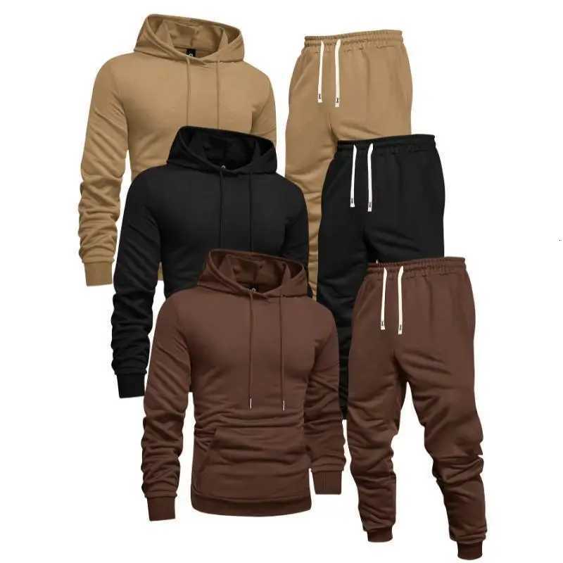 3 Men's Hoodies Pack Sweatshirts Men's Casual Sports Hoodie And Sweatpants Set Comfortable Breathable Gym Workout Clothing Easy Care Machi