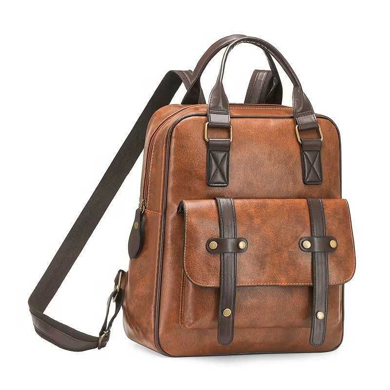 PU Backpack Style British Leather Backpack Men Women Multifunctional Handbag Large Capacity Laptop Backpack Travel Daily School Bag H260922