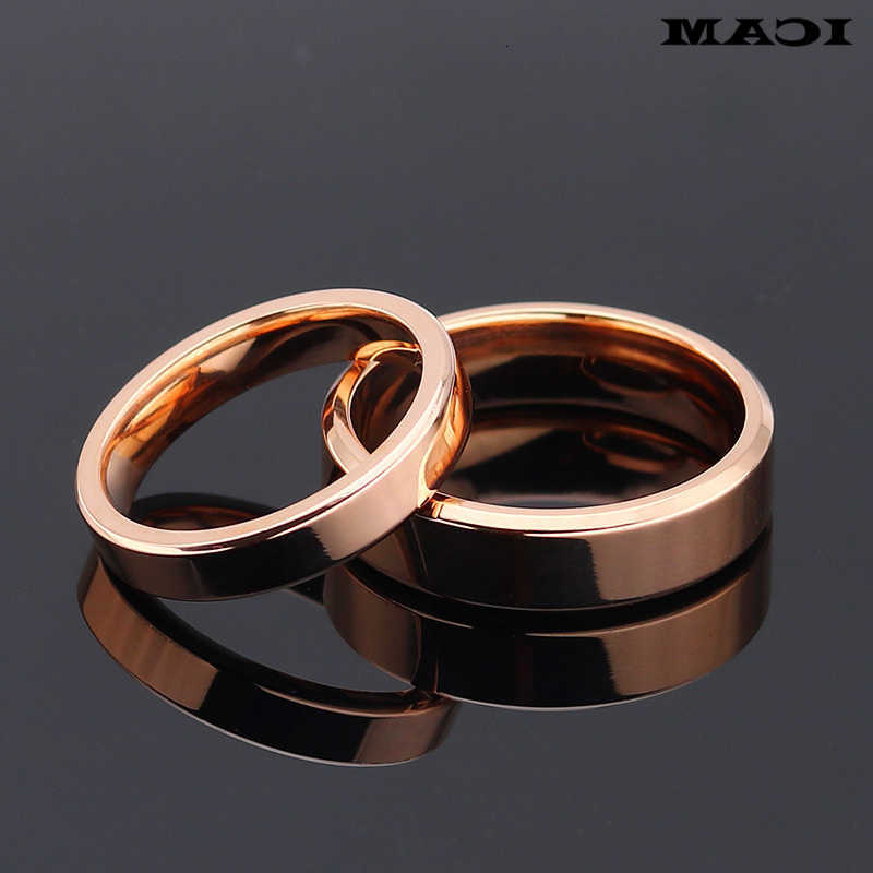 ICAM Band Rings High quality 4mm/6mm Wholesale Simple Ring Fashion Rose Gold Ring Men's and Women's Exclusive Couple Wedding RingT260922