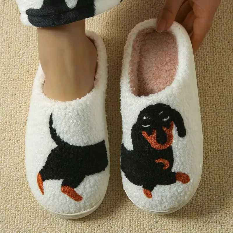 Cartoon Cute and Interesting Dachshund Dog Women Slippers Indoor Warm Comfort Lightweight Bedroom Concise Winter Cotton Shoes T260922