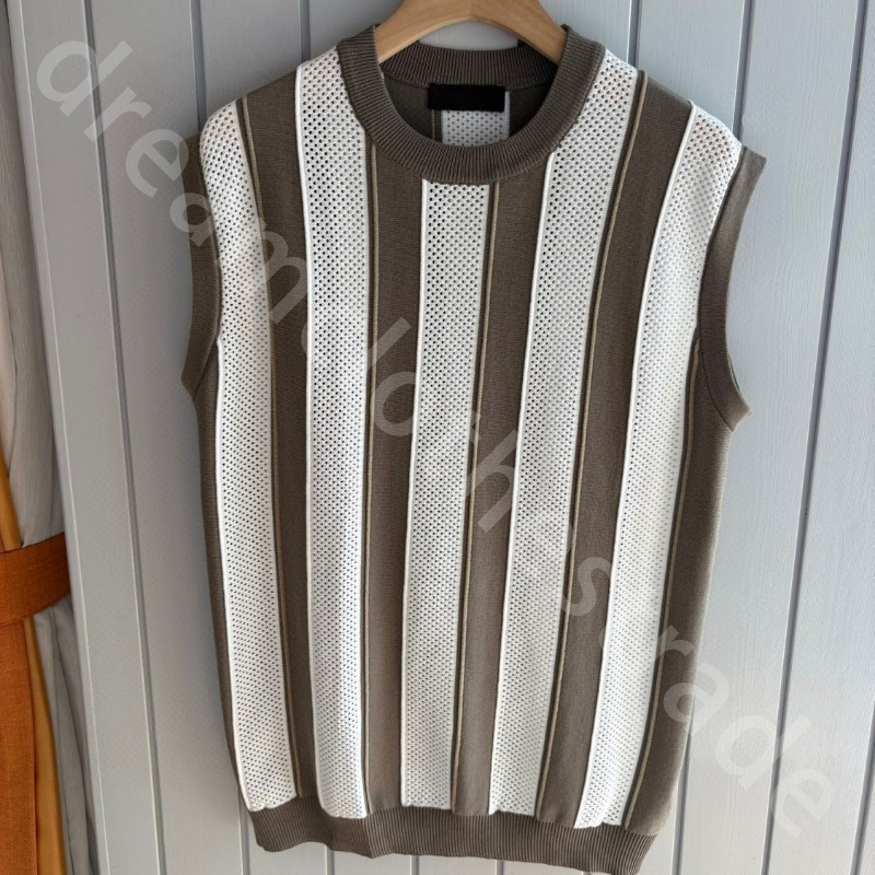 Luxury Summer Mens Casual Sleeveless Vest Hollow Vertical Striped Vests T-shirts L1289