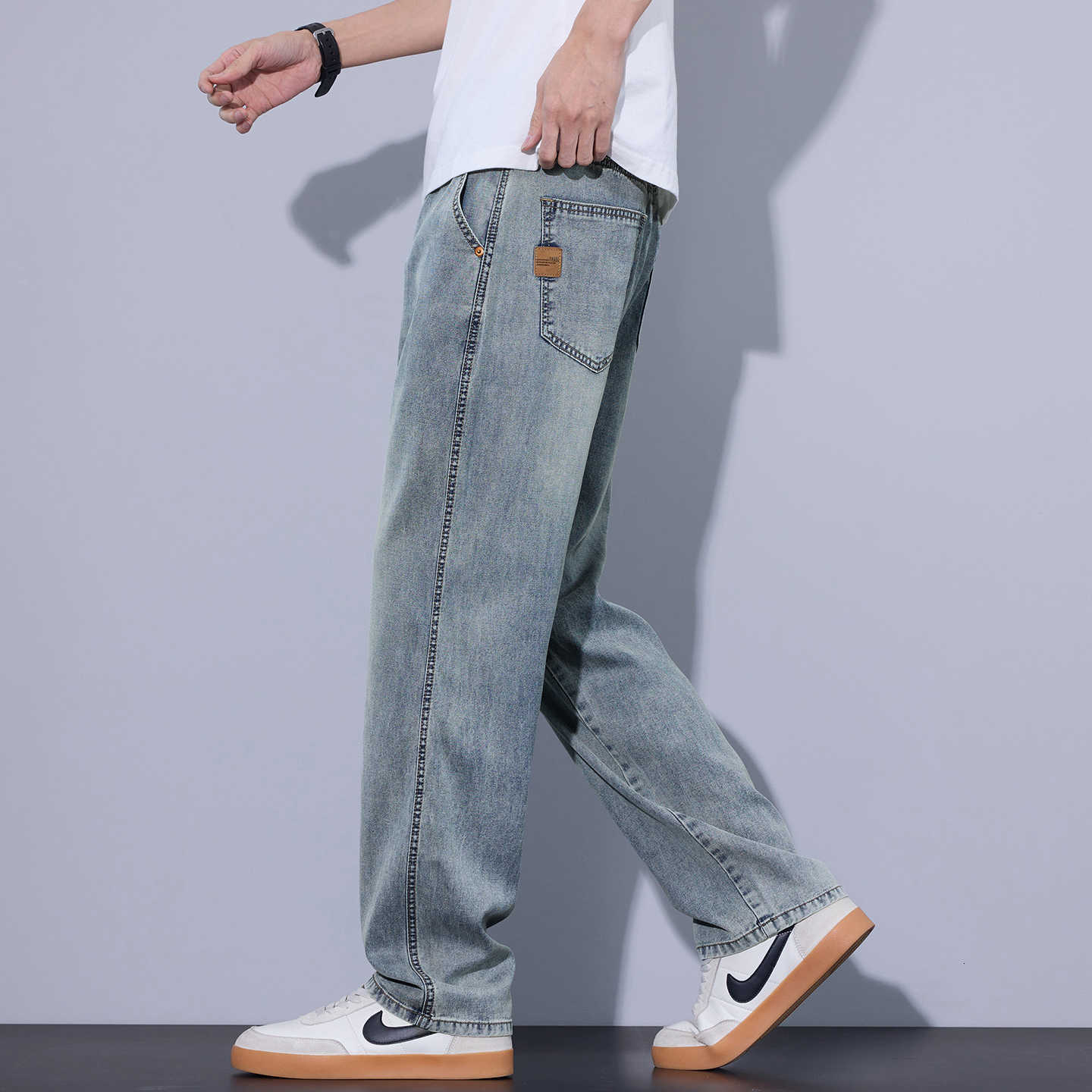 Summer Men's Jeans Ultra-thin Men's Jeans Lyocell Soft Breathable Loose Straight Y2k Street Casual Jeans Business Casual Ice Silk Trousers