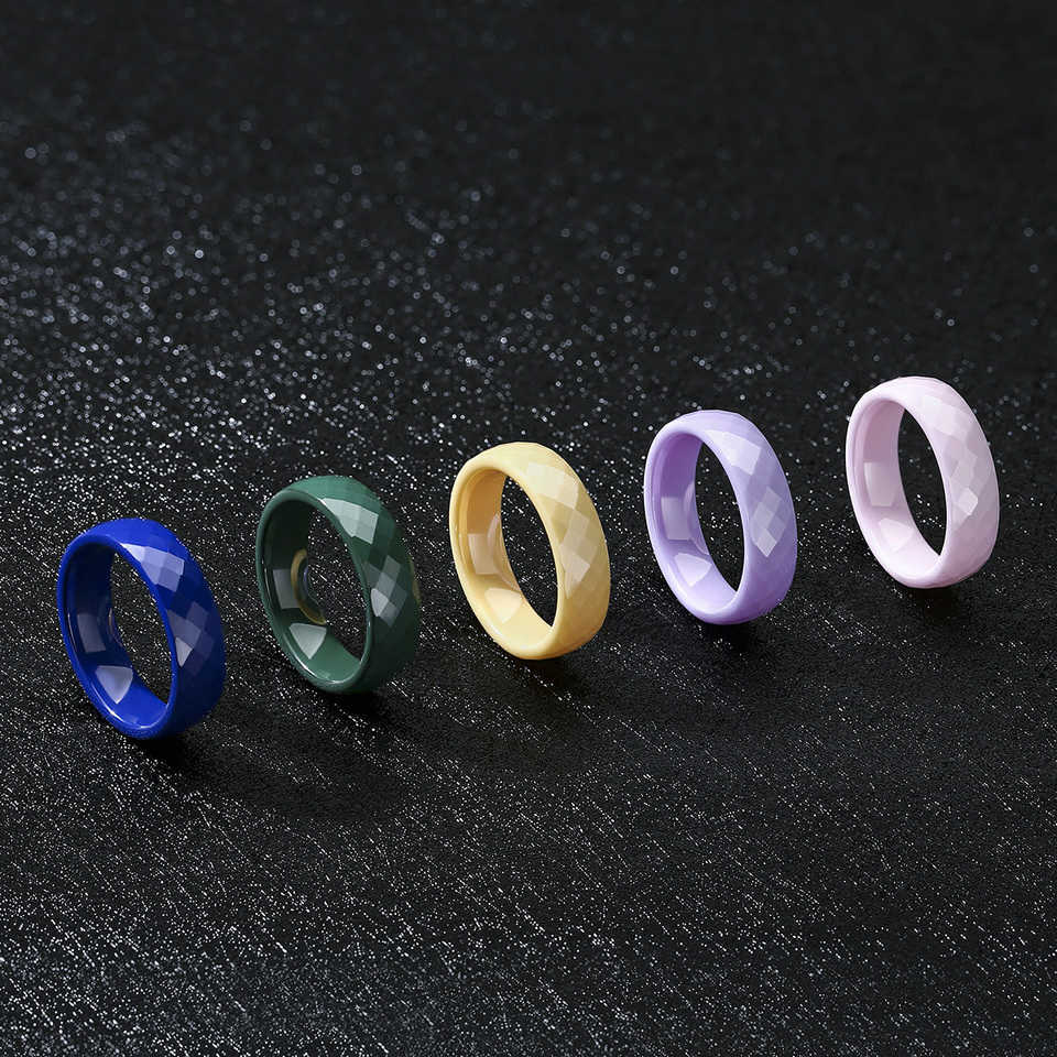 6mm Band Rings Ceramic Ring Unisex Men Women Black White Blue Green Pink Purple Plain Wedding Band Promise Thumb Ring HypoallergenicT260922