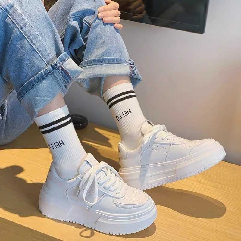 Shoes 2024 New PU Casual Leather Women's White Breathable Casual Woman Vulcanize Sneakers Sport Walking Running Platform Flats Shoes D260922