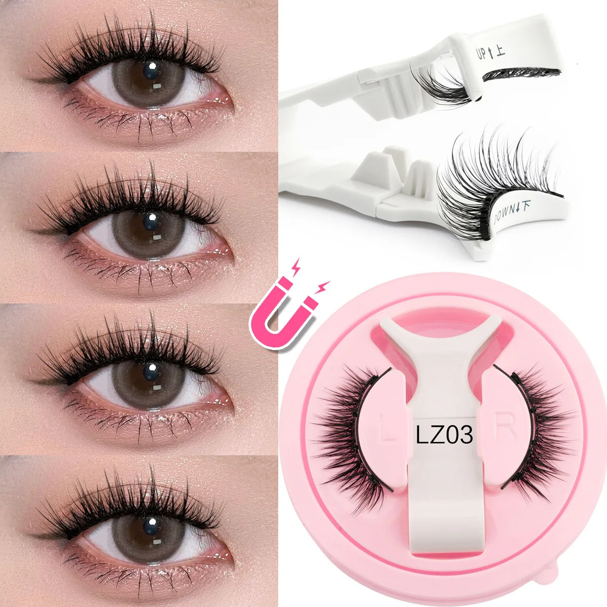 YSDO Magnetic Eyelashes 1 Pair Fluffy 3D Faux Mink Lashes Reusable Handmade Natural Magnetic False Eyelash with Tweezers Makeup 260922