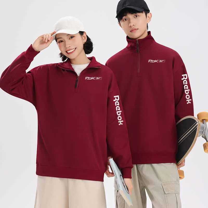 Men's Hoodies Sweatshirts Reebok men's half-zip stand-up collar lightweight pullover for spring and autumn suitable for outdoor activities