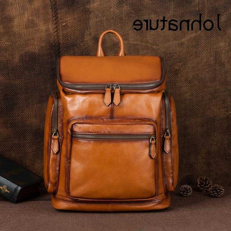 Vintage Johnature Backpack Genuine Style Leather Men Backpack Large Capacity Outdoor Travel Bags Natural Soft Cowhide Fashion Laptop Backpacks H2609