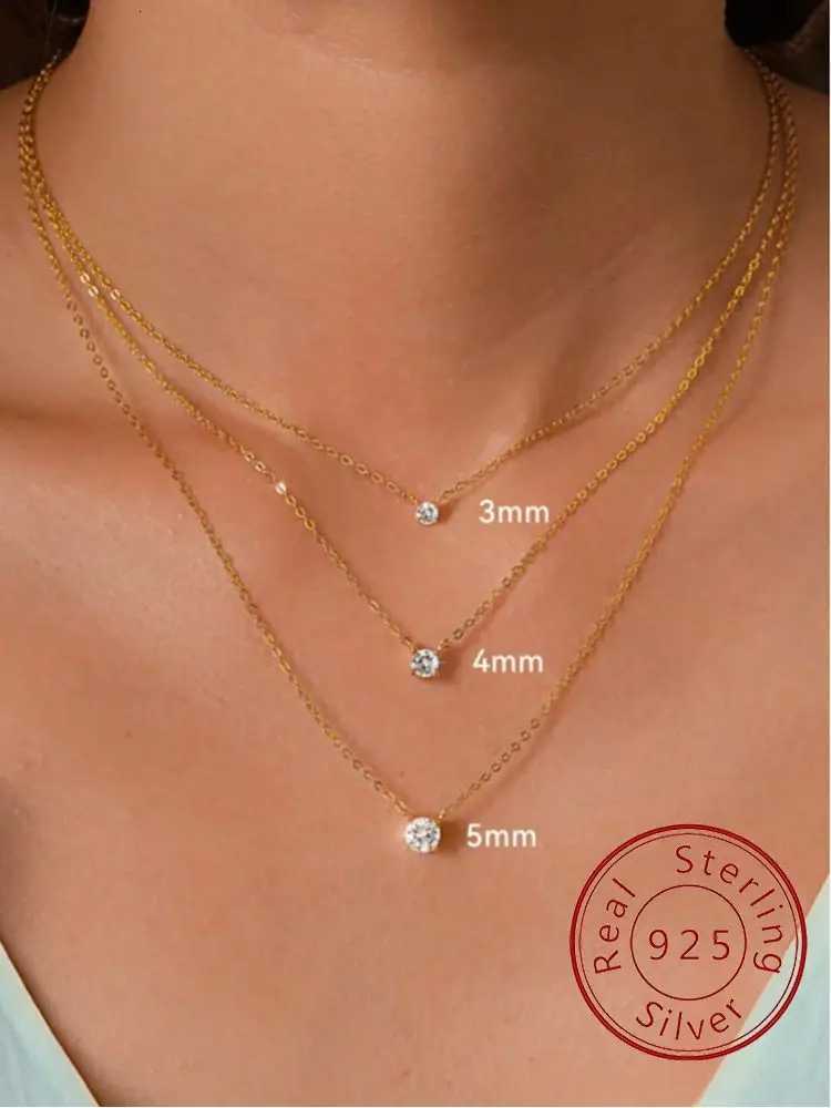 Pendant Necklaces 925 Sterling Silver Fashion Simple Round Zircon Necklace For Women Engagement Wedding Luxury High Quality Fine Jewelry X260921