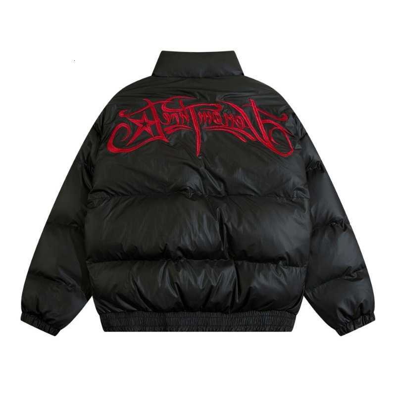 Jacket Men's Down Parkas Winter Embroidery Patchwork Racing Coat Thicken Warm Leather Parkas Men Hip Hop Oversized Padded Puffer Jackets C26092