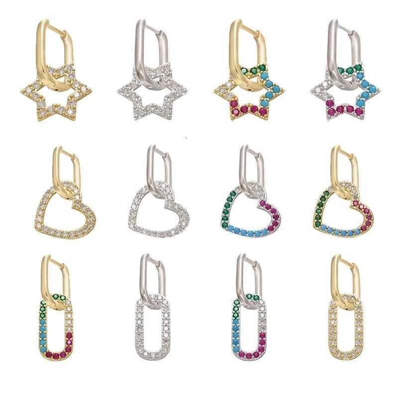 Stud CZ 18K Gold Plated Brass Small Hoop Earrings Gold Color Heart Rounded Rectangle Women Earrings VE230 X260921