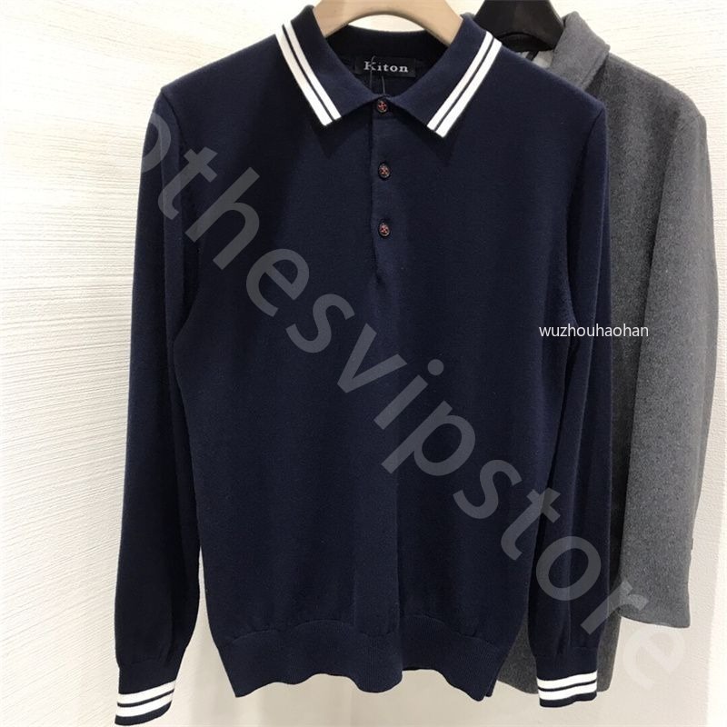 Quite Luxury Mens Polos Autumn and Winter Kiton Business Pullover Lapel Casual Sweaters K1289