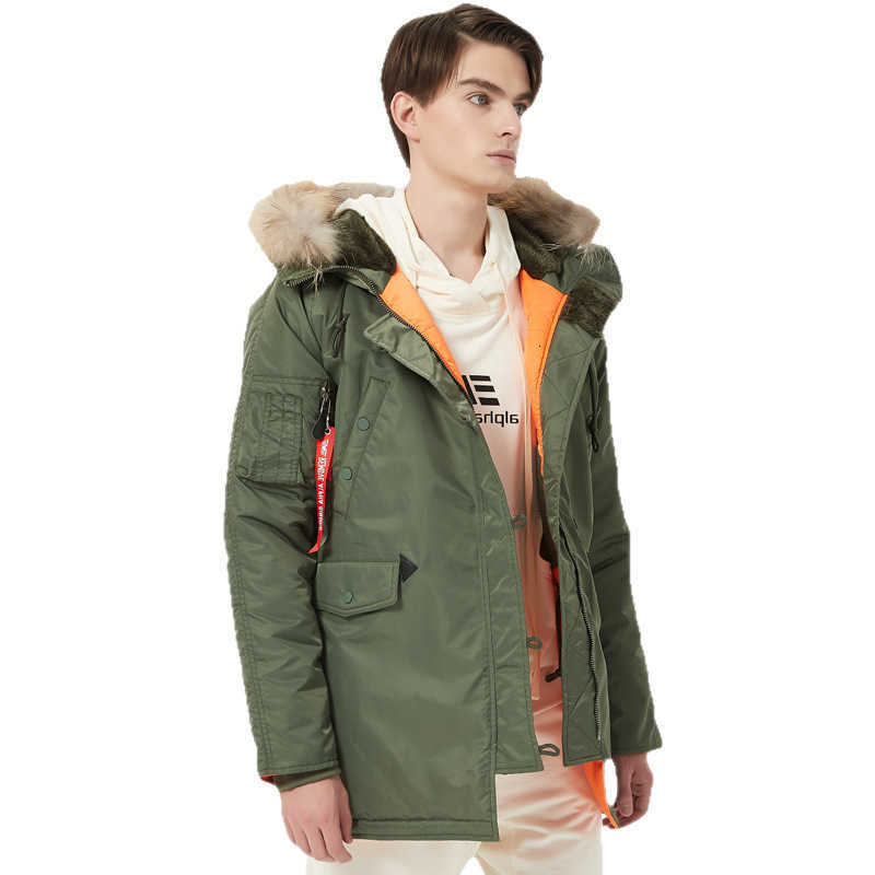 Size Men's Plus Down Parkas Fur Hood Long Waterproof Pilot Windproof Air Force Winter Parka Thick Men Outwear Coat plus Size N3B Military Jacke