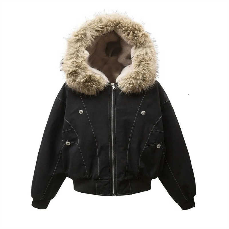 Down Parkas Hip-hop Winter Men's Men Coat New Casual Thick Warm Women Parka Coat Streetwear Loose Hooded Faux Mink Collar Couple Short Coat C26