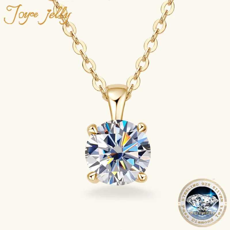 Pendant Necklaces JoyceJelly Classic Four Prong 1ct Moissanite Necklace Women's 925 Sterling Silver Plated 18k Gold Pendant Luxury Fine Jewelry