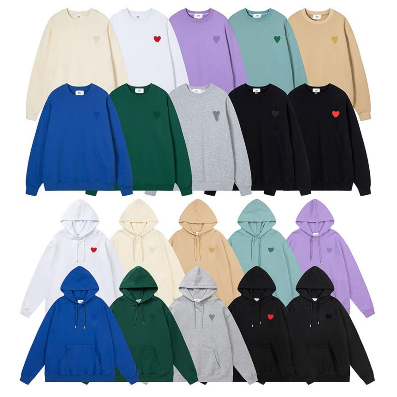 designer hoodie Mens Hoodies Designer AM Heart embroidery Sweaters Pullover Hooded Sweatshirt Fashion Mens Women Hoodies High Quality Hoodies Size S