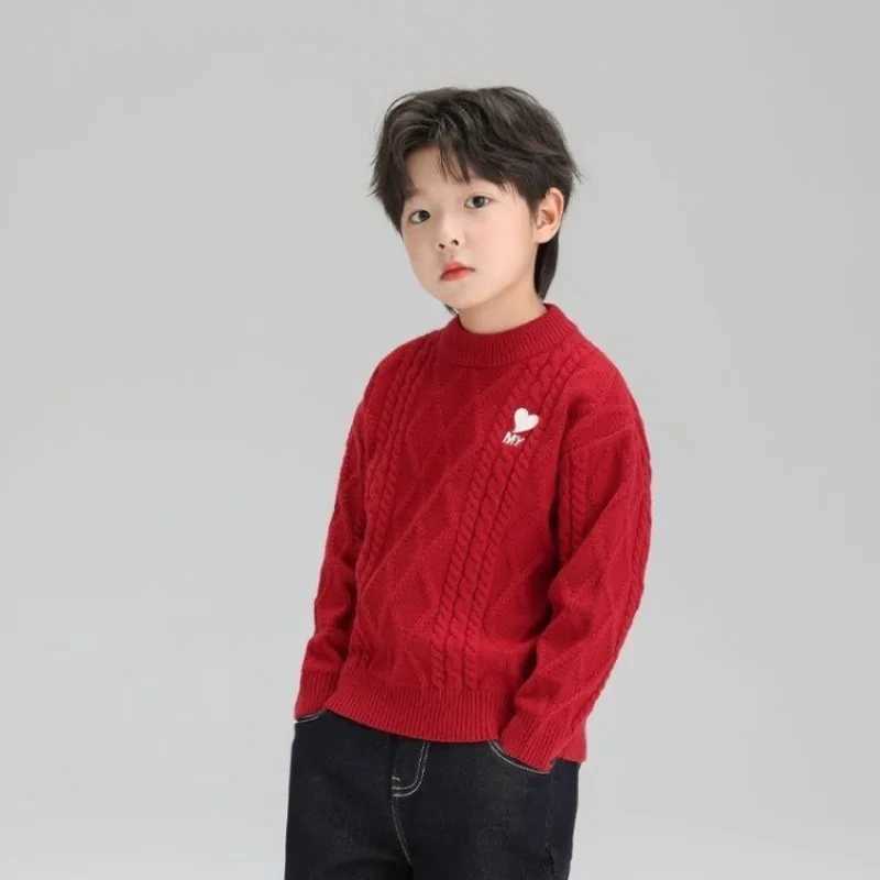 Boys' Christmas Knitwear Red Pullover Autumn Winter New Year Traditional Outfit Toddler To Big Kids Festive Holiday Sweater Angora Red C260921