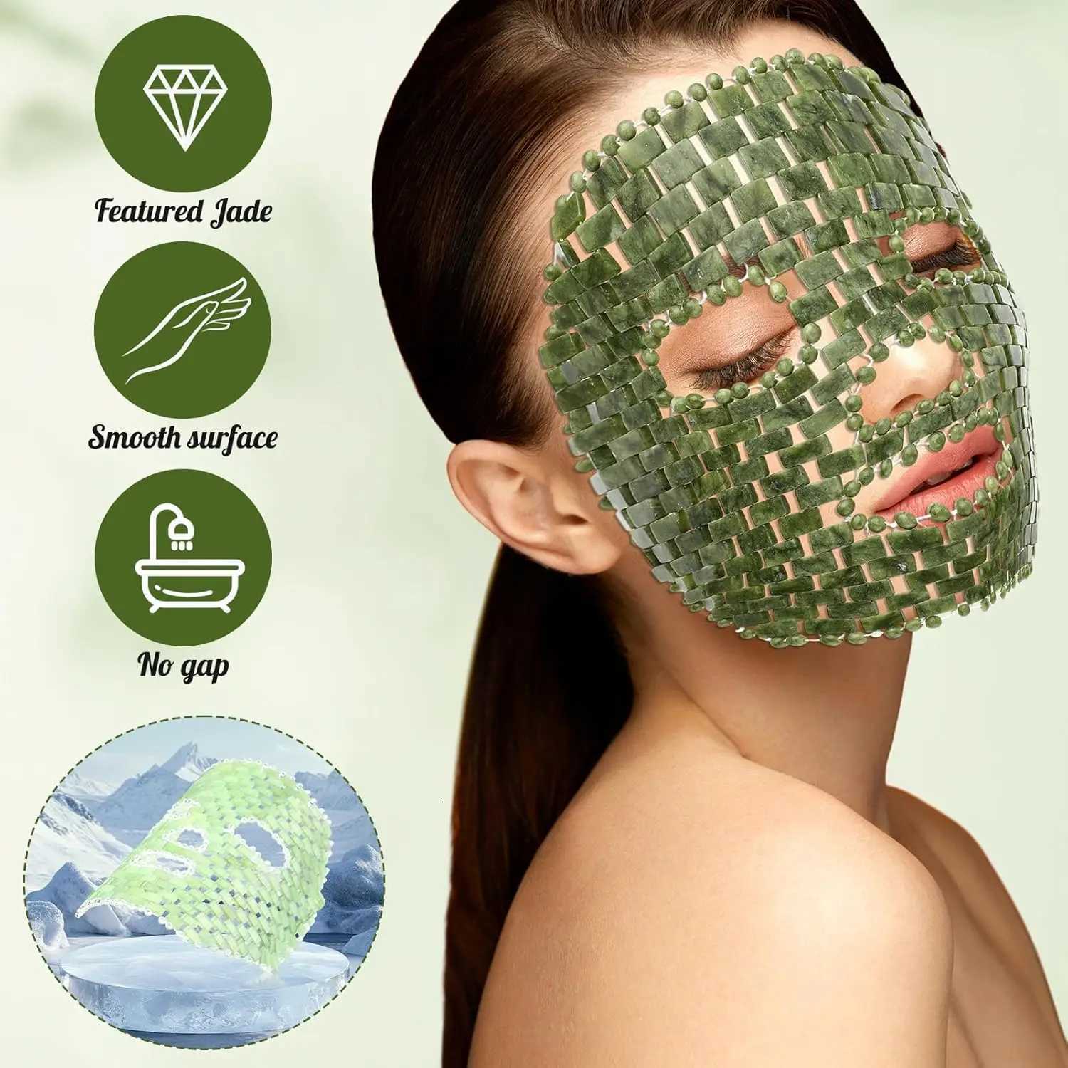 Mask Face Massager Jade Facial Natural Jade Sleep Mask Facial Eye Cooling Stone Massage Tools for Puffy Eyes Dark Circles Gift N260921