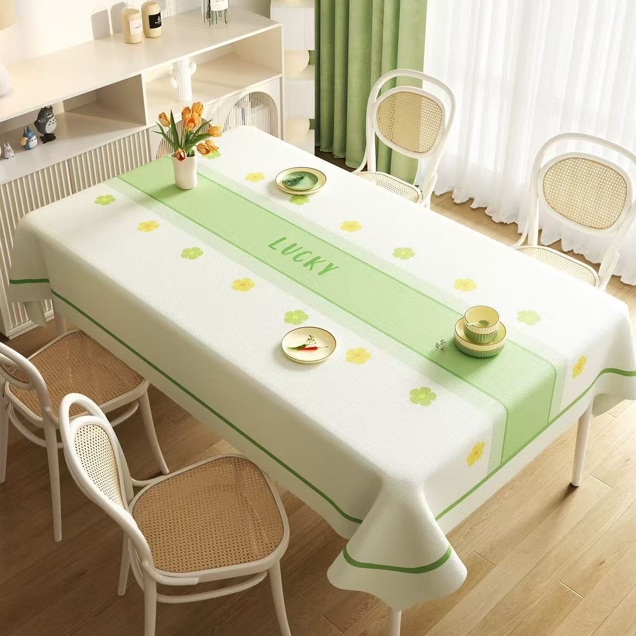 Nappe rectangulaire en PVC personnalisée, Style minimaliste frais, étanche à l'huile et sans entretien, YL-39225