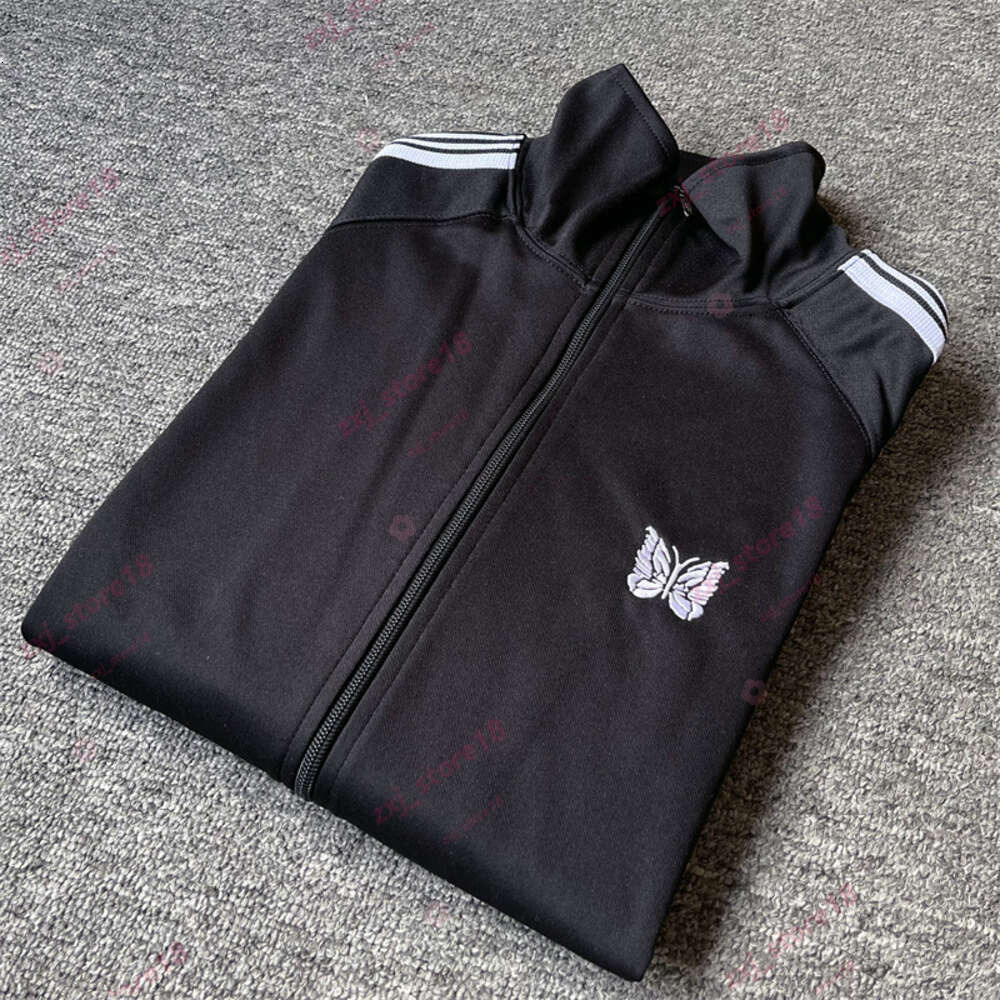 Needles Hoodies Mens Jacket Track Velvet Butterfly Embroidered Ribbon Campus Style Sweatshirt Mens And Womens Jackets Sports Jacket Streetwear Sport