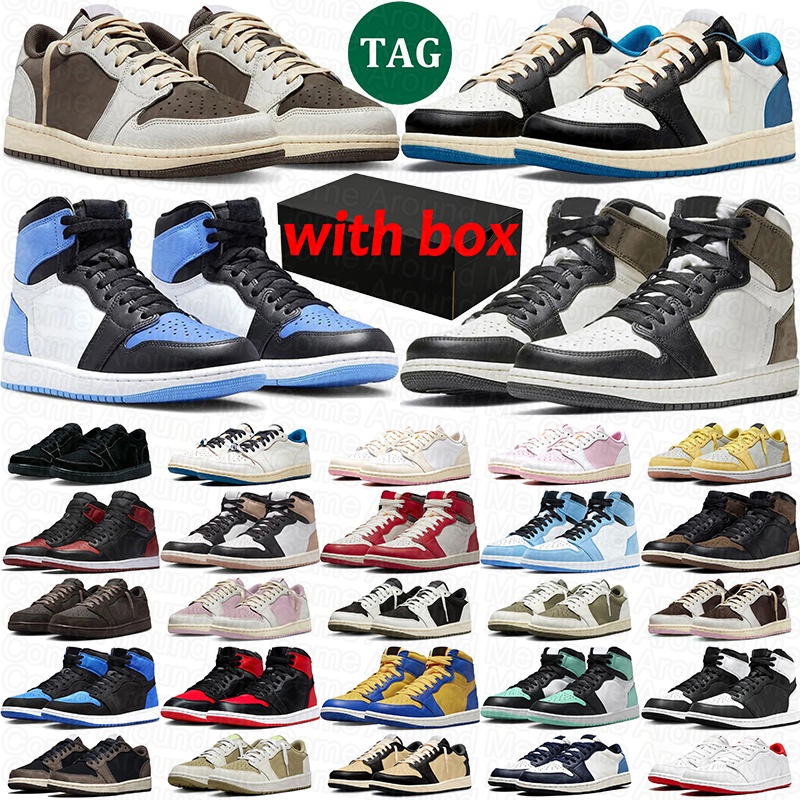 With Box 1s Basketball Shoes Free Shipping Men Women travis 1 lows Olive Mocha Bred Toe Mystic Green Wolf Grey Designer High Basketballs Sneakers Un