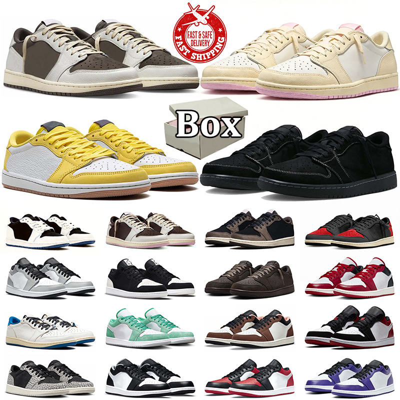 designer travis shoe 1 low basketball shoes mens trainers original box Reverse Mocha Black Phantom Military Blue Fragment 1s lows outdoor sports sne