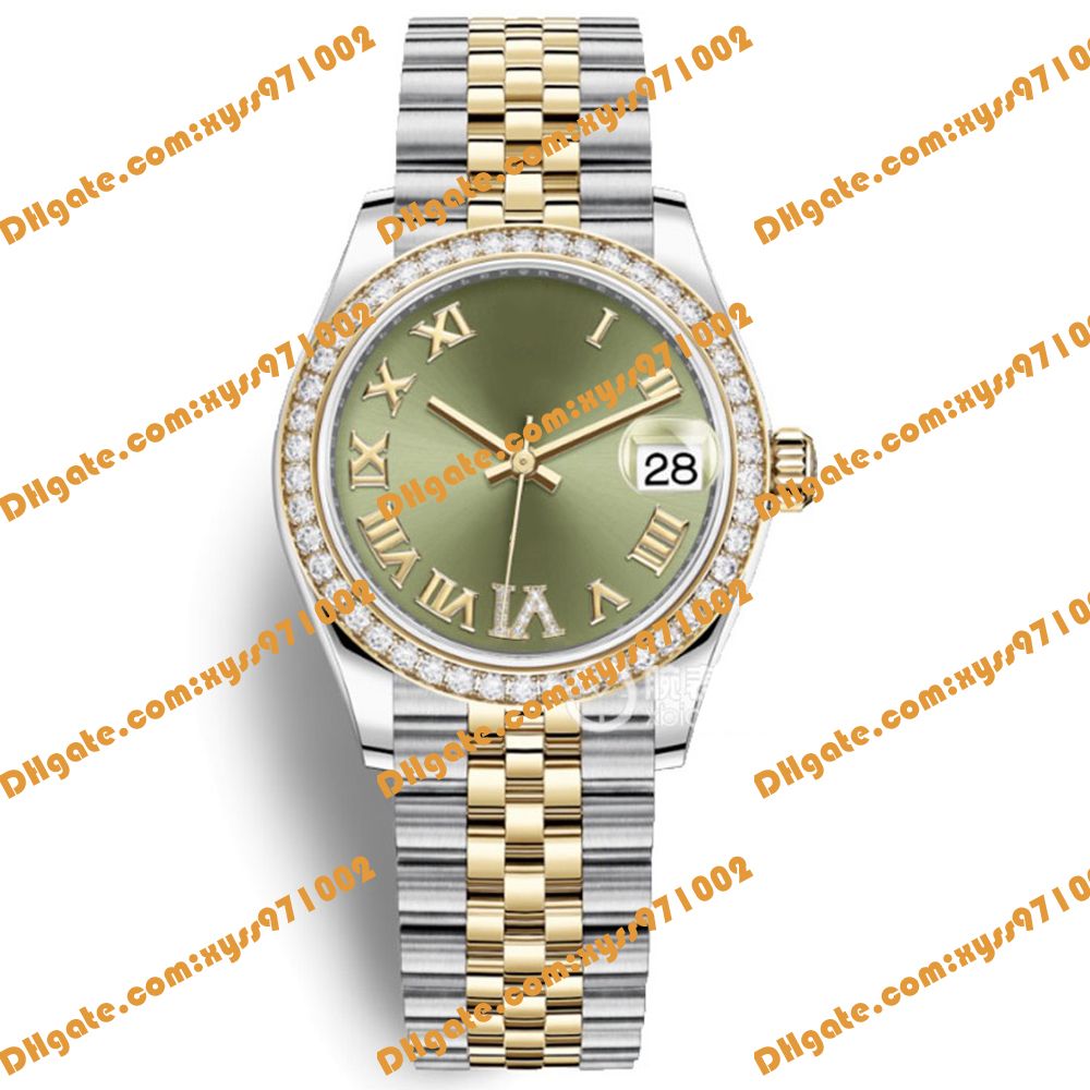 Women's Watch 278381RBR 278381 31mm Olive Green Dial Stainless Steel Dual Color Rose Gold Band 2813 Movement Anniversary Mechanical Automatic m