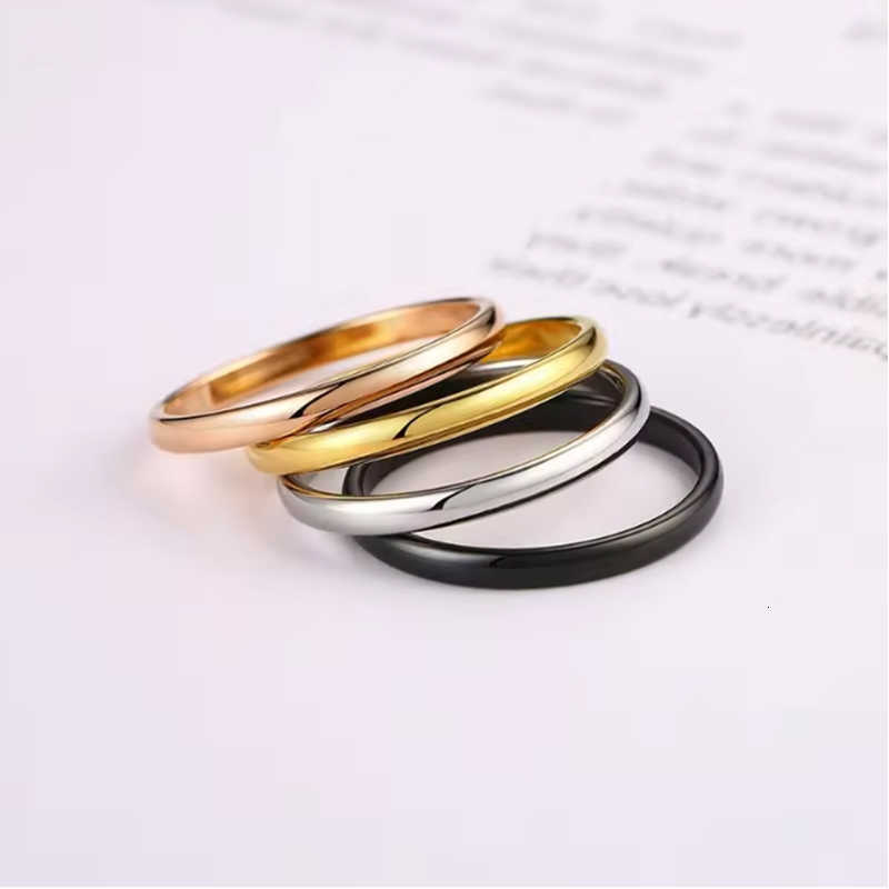 Rings Autumn Band New Style 2MM Thin Stainless Steel Couple Ring Smooth Simple Fashion Ring For Women Mens Gifts Fashion Jewelry WholesaleT260922