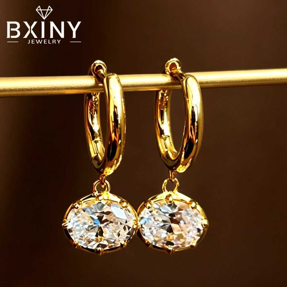Stud BXINY East West Oval Cut Moissanite Drop Earrings S925 Sterling Silver Huggie Hoop Ear Buckle for Women Engagement Gifts Jewelry X260921
