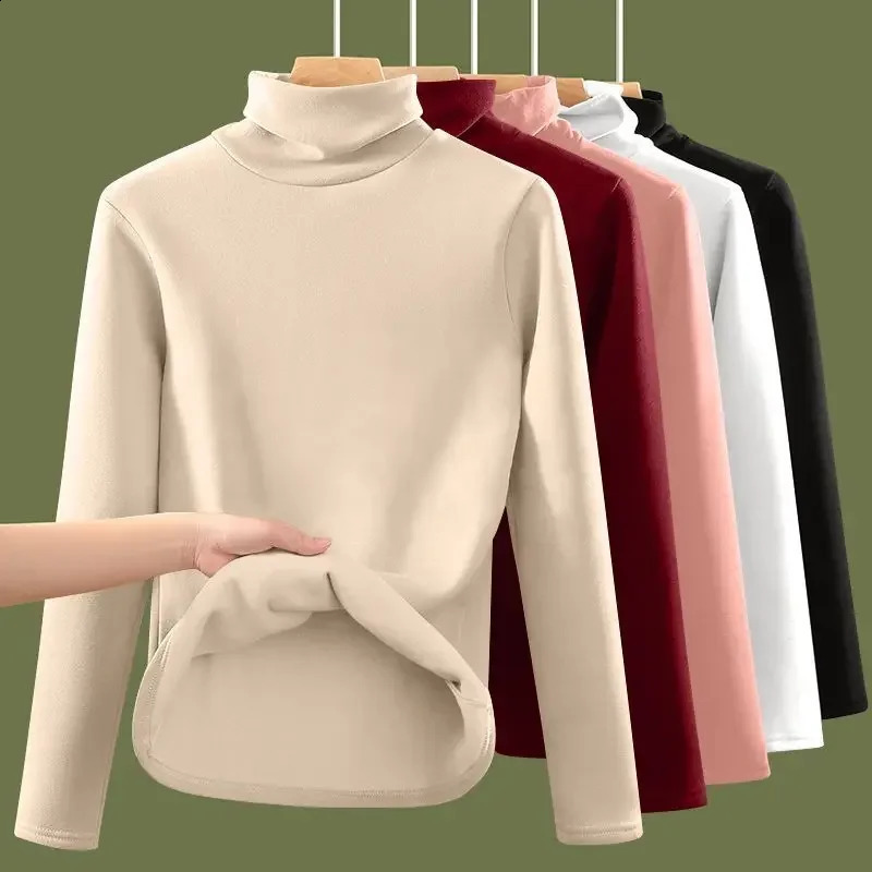 Women Autumn Winter Thickening Warm Long-sleeved T-shirt Half High Collar Thermal Underwear Thermal Women Clothes 260921