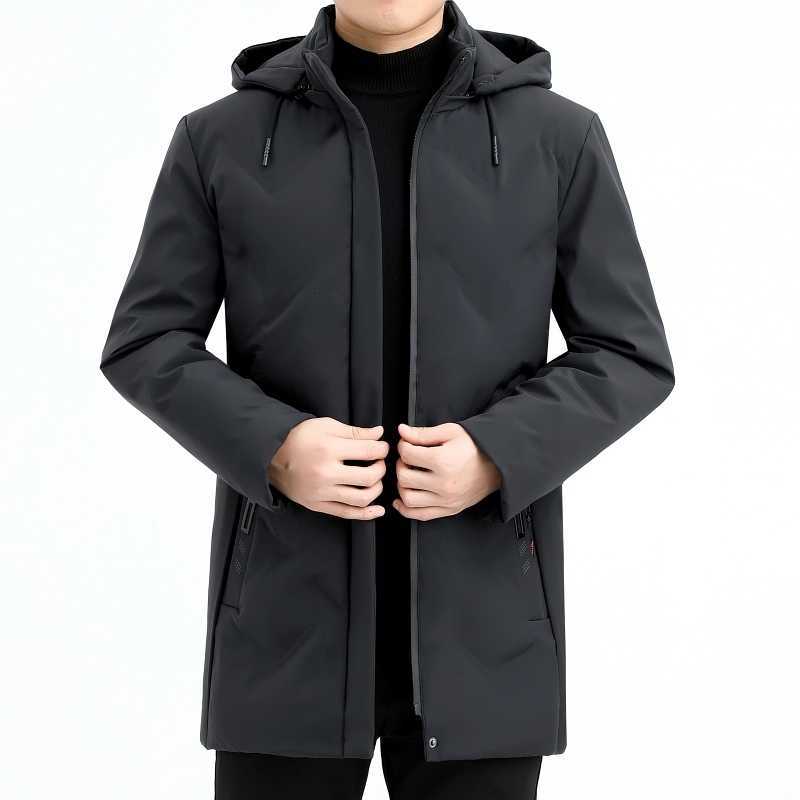 Down Parkas Casual Men's Men's Solid Hooded Cotton-Padded Jackets 2026 Winter Outwear Windproof Warm Down Coats Business Thick Top Parkas