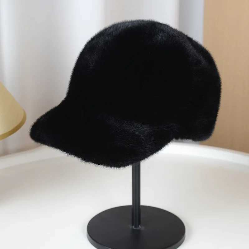 Fur Fashion Solid Faux Color Fluffy Baseball Hat Outdoor for Women's Luxury Thick Thickened Cap Men Winter Warm Snapback Hats M2609211