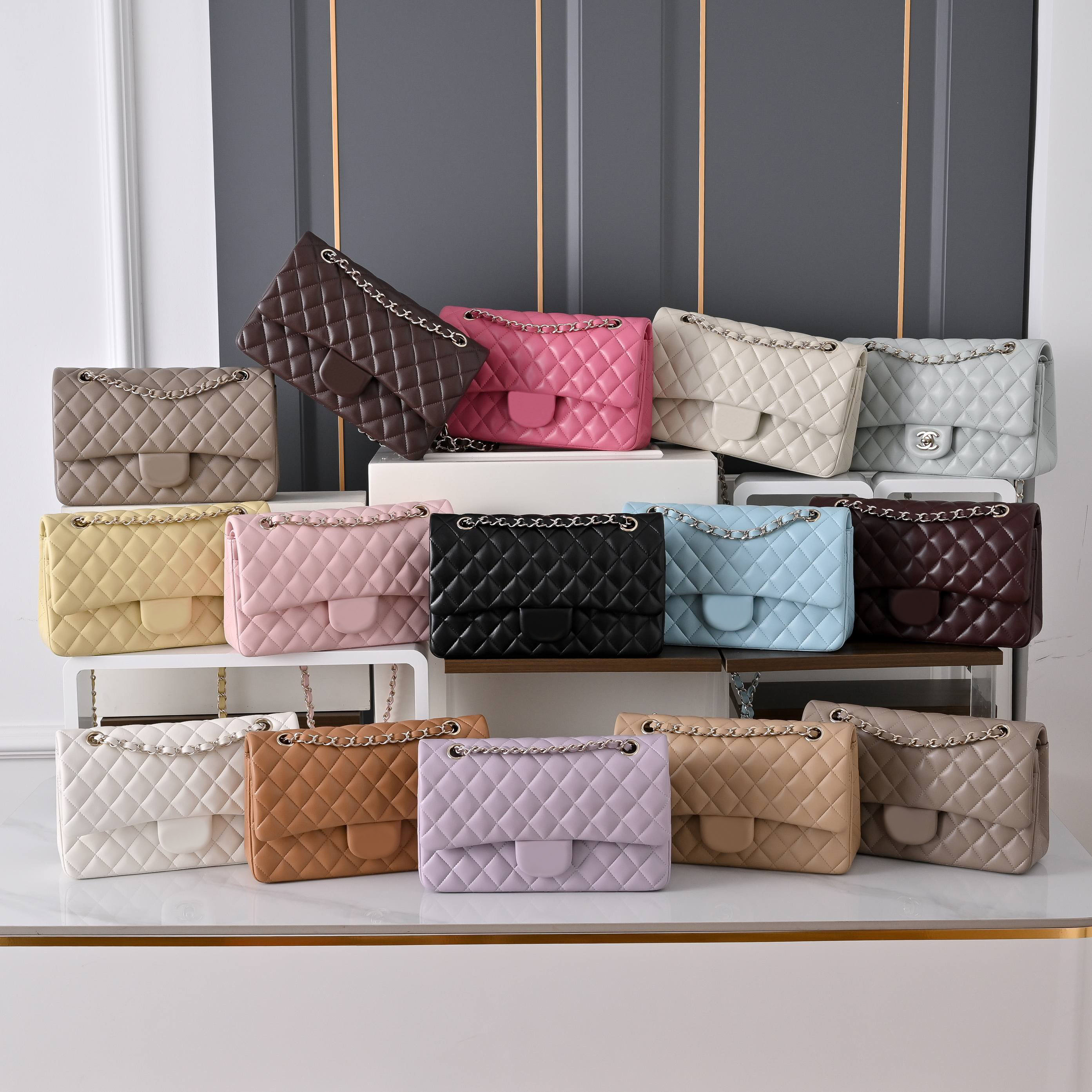 20A high-quality mirror designer luxury shoulder bag mini bag 25cm makeup bag evening bag sheepskin, with box C64
