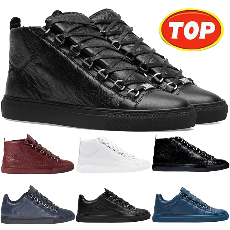 Designer shoes Arena Leather casual shoe paris mens flats Sneakers High Low Black White Burgundy Blue Oil navy outdoor mens sneaker womens sports tr